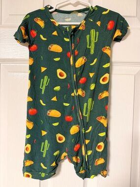 Bamboo 2T Green Taco & Avocado Short Sleeve Romper